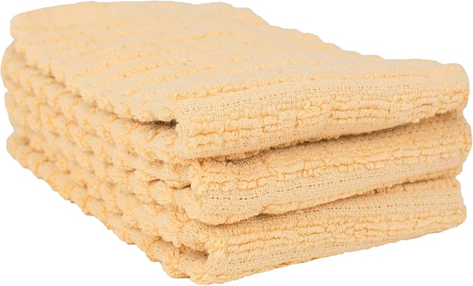 Ritz Royale Collection 100% Combed Terry Cotton, Highly Absorbent, Kitchen Dish Cloth Set, 13-3/4" x 12", 3-Pack, Solid, Straw