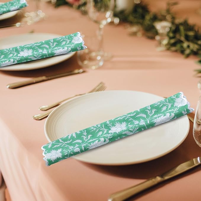 Ridhi Mint Green Cloth Napkins 100% Pure Cotton Farmhouse Wedding Dinner Napkins for Easter, Thanksgiving, Holiday Daily Wedding uses Napkins (4-20x20 Dinner Napkin)