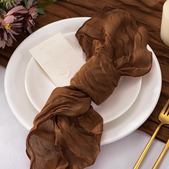 20 Pack Brown Cheesecloth Napkins Cloth Washable Spring Summer Cloth Napkins Set of 20 Bulk 21x21 Inches for Wedding Baby Bridal Shower Birthday Dinner Party Table Decor