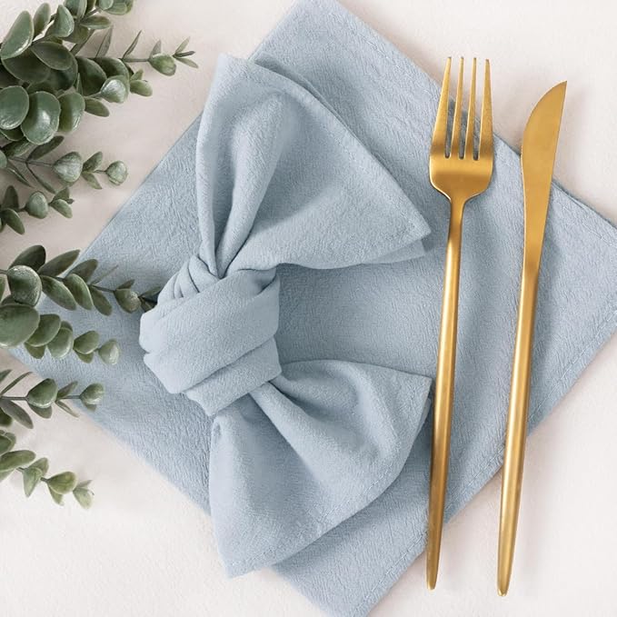 Socomi Cloth Napkins Grey Blue Fall Thanksgiving Washable Reusable Bulk Linen Cotton Napkins Set of 6 17"x17" for Wedding Party Bridal Baby Shower Birthday Dining Table Decorations