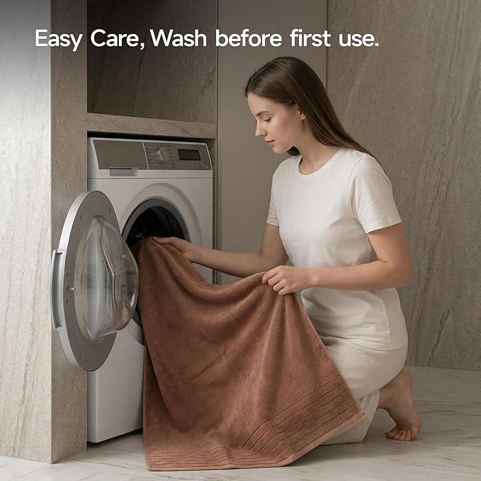 REDKISS 2 Pack 100% Cotton Thick Extra Large Bath Towels 35 X 70 Inches, Quick Dry, Ultra Soft & Highly Absorbent Brown Bathroom Towel Sets for Bathroom, Gym, Spa, Pool & Hotel