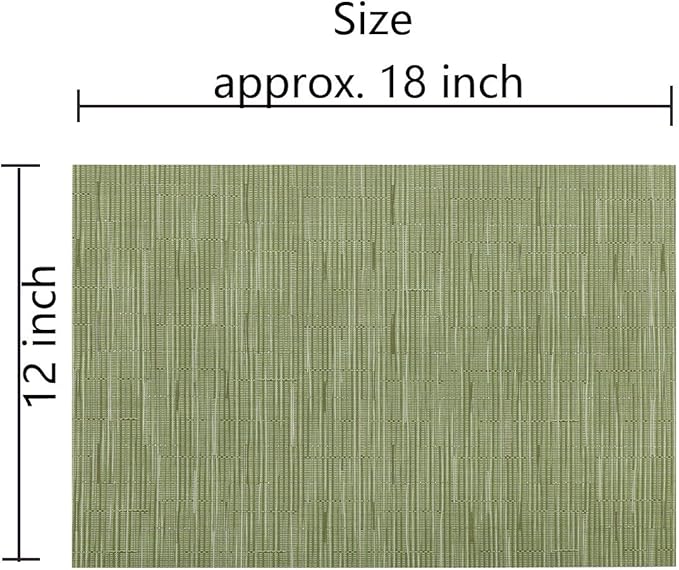 SHACOS Placemats Set of 4 Woven Vinyl Place Mats for Dining Table Wipe Clean Non Slip Table Mats (4, Olive Green)