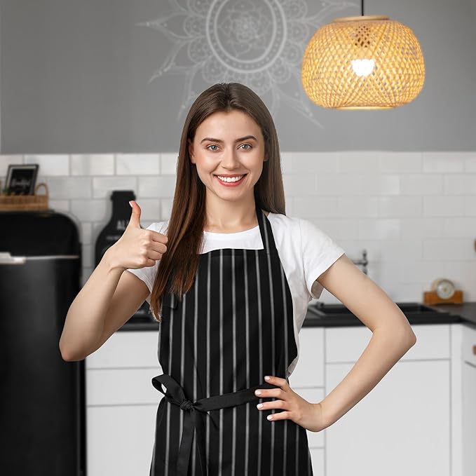 Avalon Kitchen Aprons for Men - 100% Polyester Chef Apron Women with Extra Long Ties - Cooking Aprons for Women & Mens Apron