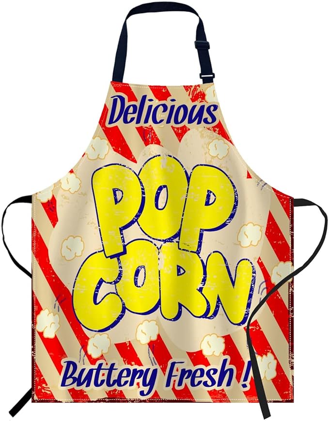 oFloral Popcorn Vintage Grunge Apron Adjustable Apron Cooking Kitchen Chef Women Men Aprons for Home Kitchen, Restaurant, Coffee House, Baking Gardening BBQ
