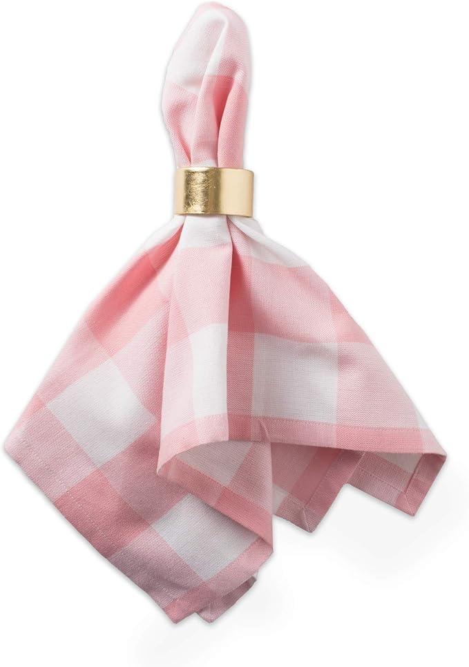 DII Buffalo Check Collection, Classic Farmhouse Cloth Napkin Set, 20x20, Pink & White, 6 Piece