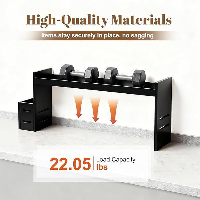 31-inch bamboo stove rack for above the hob, kitchen bamboo spice rack, supports up to 50 pounds. Bamboo stove rack for storing spices and kitchen utensils. (Black)