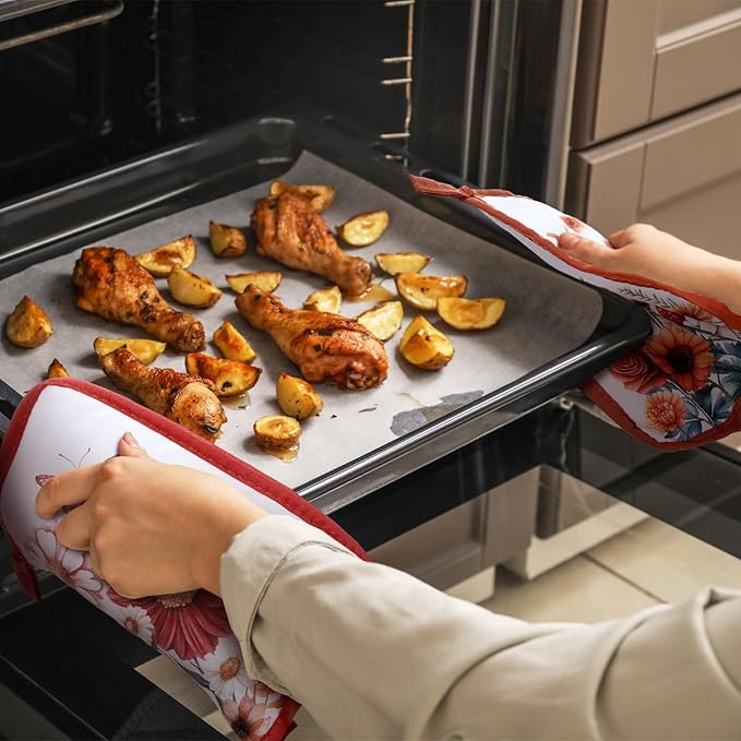 Bencailor 12 Pcs Pot Holders with Pocket Kitchen Hot Potholders Hot Pad Oven Mitts Cookie Bag Oven Gloves for Kitchen Gift Baking Cooking(Pastel,Flower)
