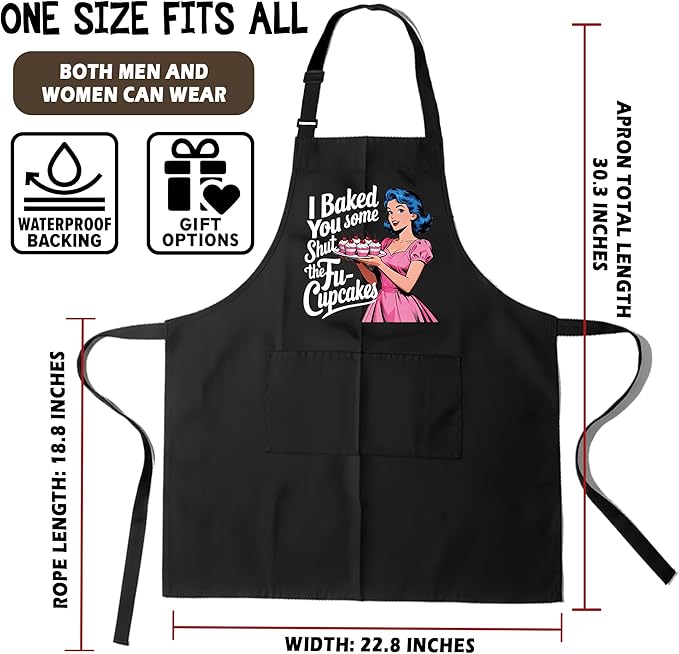 Funny Aprons for Women - Baking Gift for Women, Mothers Day Christmas Birthday Gifts, Perfect for Cooking, Bartending