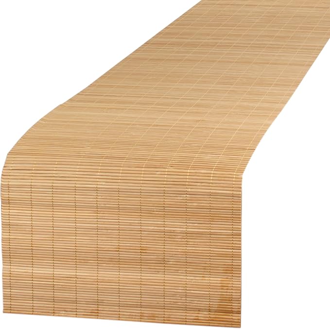 BambooMN Carbonized Bamboo Matchstick Natural Table Runner, Home Décor, 2 Pieces