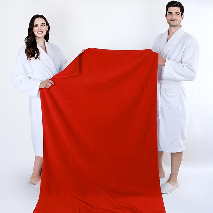 Cotton Paradise 100% Cotton 40x80 Oversized Bath Sheet, Extra Large Turkish Bath Towels for Bathroom, Red Bathsheet