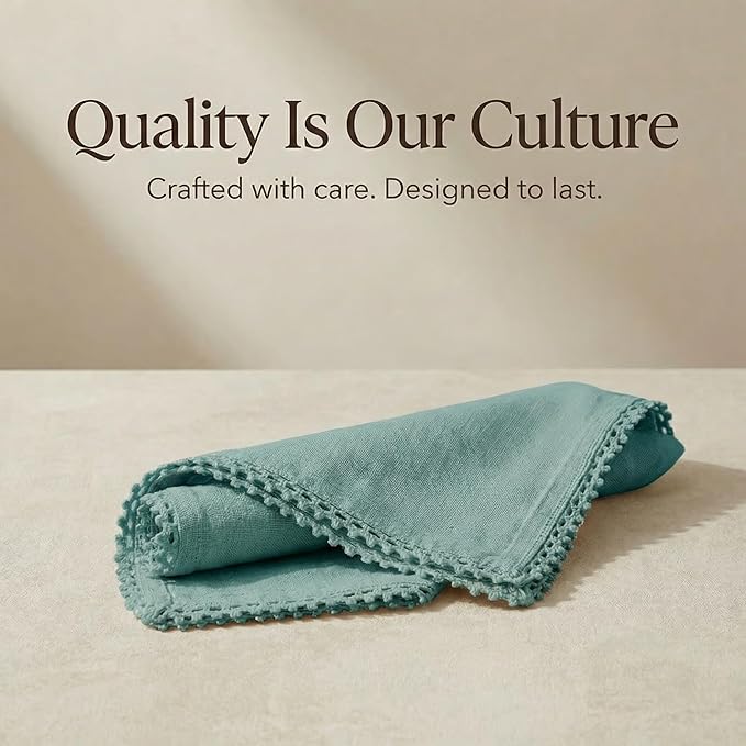 ACCENTHOME Teal Cloth Napkins Set of 12 - 18x18 inch Cotton Dinner Napkins - Washable Soft Premium Hotel Quality Reusable Napkins for Family Dinners, Weddings & Everyday Use