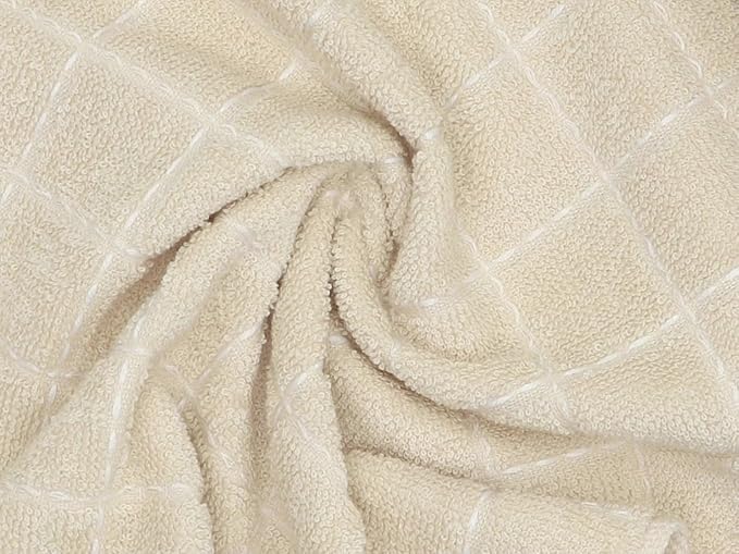 Cotton Terry Dish Cloths, Absorbent Dish Towels for Kitchen Drying, Soft Wash Cloths Multipurpose Dish Rags for Washing Dishes, 12 x 12 Inches, Set of 6 (Beige)
