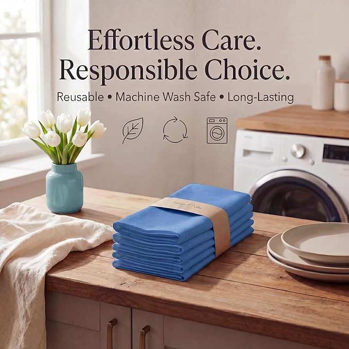 Urban Villa Cloth Napkins Set of 12 20x20 Inches 100% Cotton Napkins Cloth Washable Soft Durable Reusable Absorbent Table Dinner Napkins Cloth for Hotel Lunch Restaurant Weddings Parties-Royal Blue