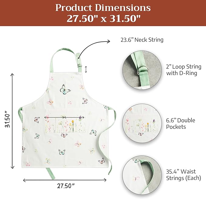 Maison d' Hermine 100% Cotton Apron for women with Pocket Kitchen Chef Apron for Men Cooking Mothers Day Gifts