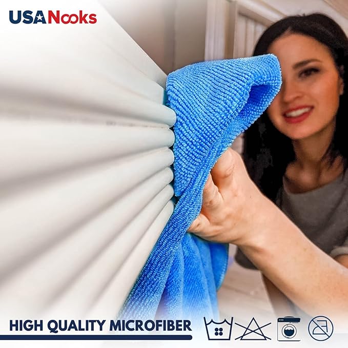 USANOOKS Microfiber Cleaning Cloth - 6 Pcs 11.5"x11.5" - High Performance - 1200 Washes, Ultra Absorbent Towels Weave Grime & Liquid for Streak-Free Mirror (Pack of 6)