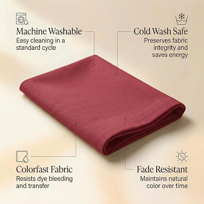 ACCENTHOME Accent Home 100% Cotton Napkins, Delicate Cloth Napkins for Dinners, Parties and Weddings，18 x 18 Inch Set of 12 - Red