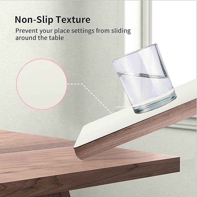 Maxpearl Faux Leather Placemats Set of 6 - Waterproof - Wipe Clean - Heat Resistant - Anti Slip Dining Table Place Mats, Suitable for Indoor & Outdoor Use, 17’’x12’’, Ivory White