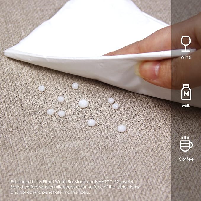 BALCONY & FALCON Round Tablecloth Washable Wrinkle Resistant and Water Proof Table Cloth Decorative Linen Fabric Tablecloths for Dining Parties Kitchen Wedding and Outdoor Use (Beige, 70" Round)