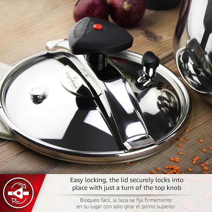 MAGEFESA Star 14.8-Quart Stainless Steel Pressure Cooker, Works on All Stovetops (Induction Compatible), Safety Lock & 8 PSI Cooking