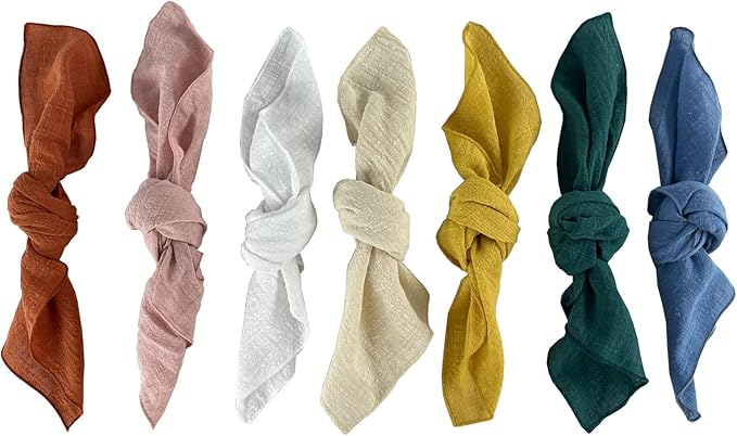EHLDekol Gauze Cloth Napkins 6 Pack 16x16 Inches 100% Natural Soft Cotton Weddings Decorative Parties Family Everyday Use Bulk Linen Dinner Napkins (Blue, 6 Pack)