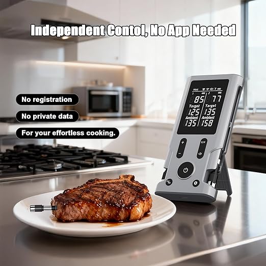 Smart Wireless Meat Thermometer with 2 Probes & 800ft Range, Bluetooth Grill Food Thermometer, Digital Backlit Screen, 0.5S Instant Read, NIST ±0.5℉ Accuracy for Kitchen BBQ, Oven, Smoker, Air Fryer