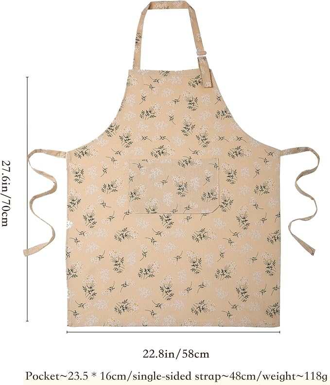 Kitchen Aprons for Women, Japanese Vintage Floral Apron With Adjustable Neck Strap and pocket for Men Gardening Cooking Arting Painting
