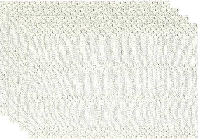 Artoid Mode Beige Farmhouse Woven Rustic Hollow Placemats Set of 4,12x18 Inch Seasonal Holiday Table Mats Party Kitchen Dining Decoration