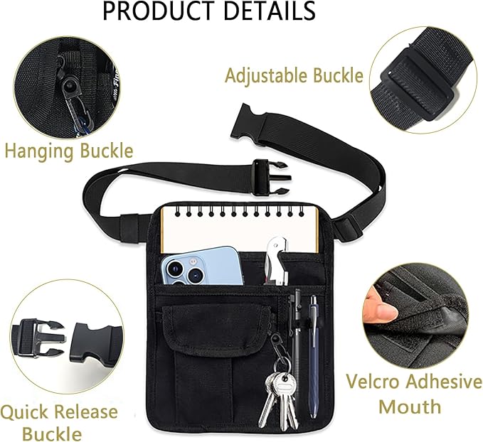 ZMD Server Apron Waist Pouch, Restaurant Waitress Apron with Pockets Utility Belt Women Work Apron Waist Pouch with Adjustable Belt Money Bag Tool Pouch for Hotel, Bar, Gardening, Nursing