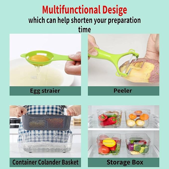 Miibox Vegetable Chopper with Container 22-in-1 Veggie Choppers and Dicers Food Chopper Cutter for Onion Tomato Multi Kitchen Tool with Lemon Squeezer -13 Blades,Grey