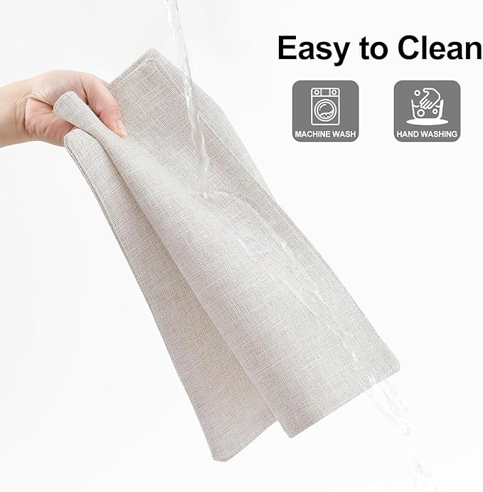 Homaxy Cloths Placemats for Dining Table Set of 4, Heat Resistant Washable Cotton Linen Blend Table Mats, Easy to Clean Place Mats for Indoor Outdoor Party Kitchen Decoration, 13" x 19", Beige