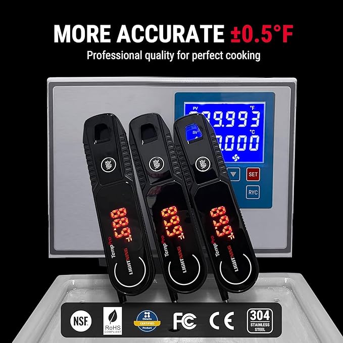 TempPro Lightning 0.5 Sec Instant Read Meat Thermometer, Kitchen Food Thermometer with 180° Rotating Display, IP67 Waterproof Cooking Thermometer for Deep Fry Smoker BBQ Grill (Previously ThermoPro)