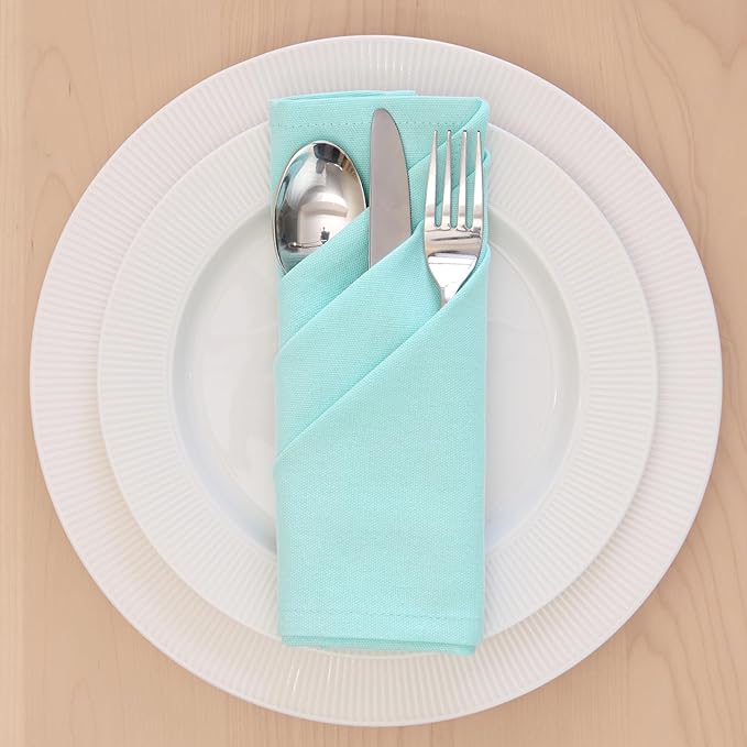 Encasa XO Egg Blue Cloth Napkins Set of 6, 17"x17" | Solid Color Cotton Dinner Napkins | Washable & Reusable Wedding Napkins for Holiday Dinners, Party, & Everyday Table Decor