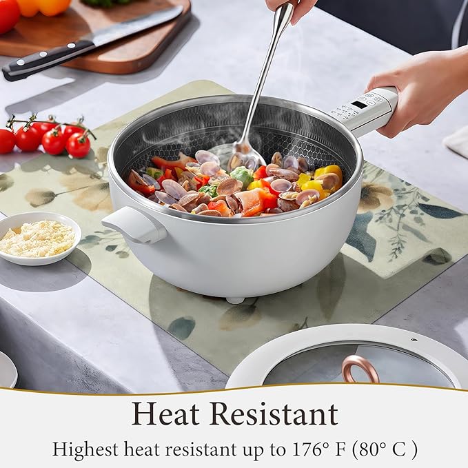 Vinyl Placemats Set of 6-12x17 Inch - Heat Resistant Washable Place Mats Waterproof Non-Slip Wipeable Table Mats for Dining Table Decor, Spring Outdoor Plastic Placemat