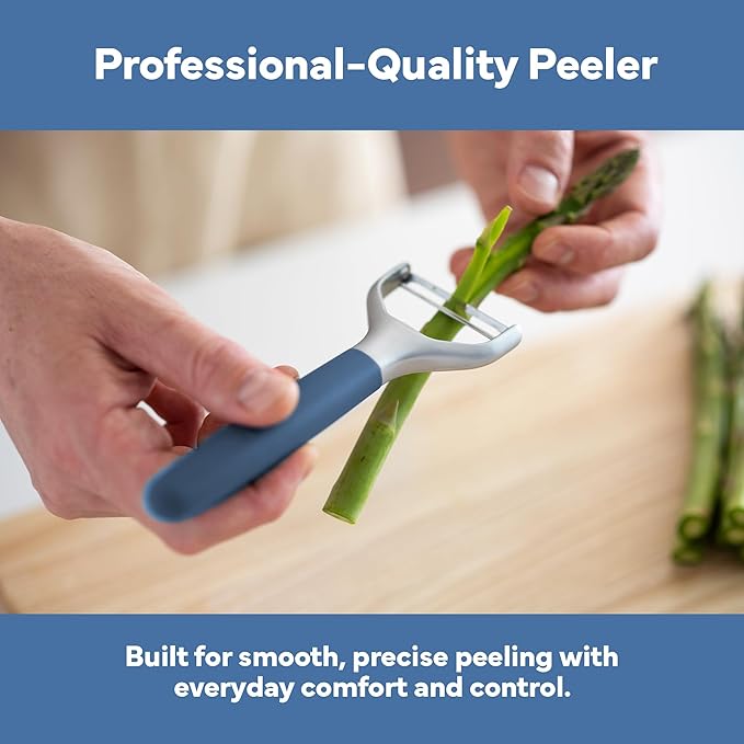 Misen Stainless Steel Vegetable Peeler - Dishwasher Safe Y Peeler - Easy to Use with Potatoes, Cabbage, Carrots, and More - Progessional Grade Kitchen Tool - Blue