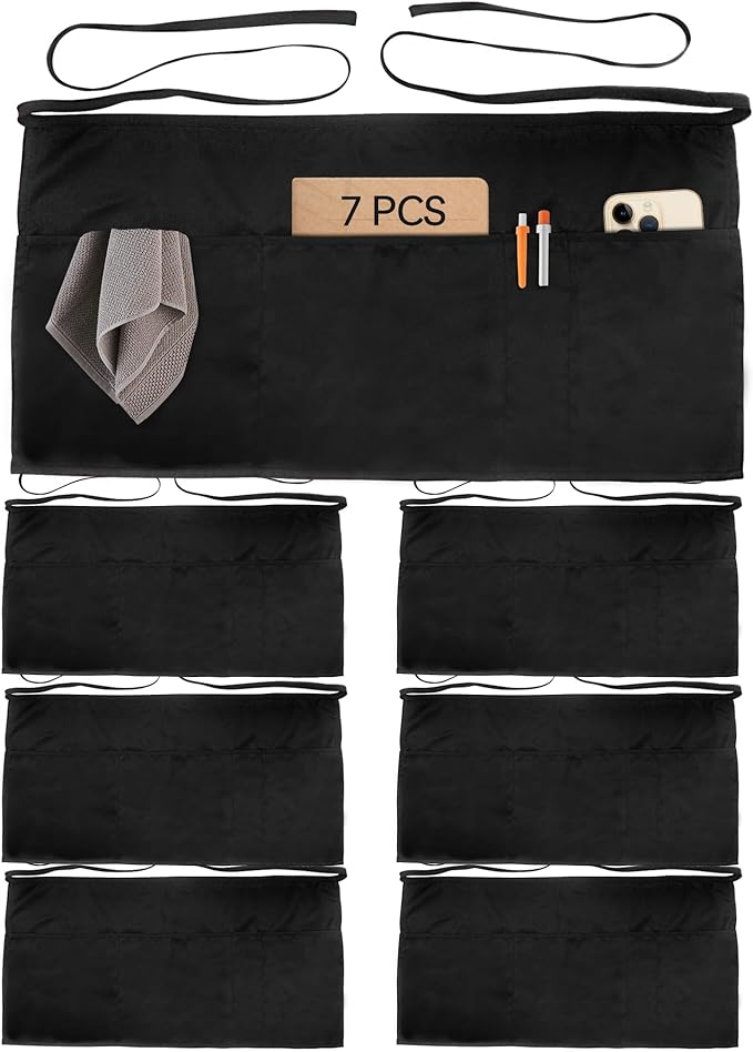 Xeoxarel Aprons with 4 Pockets (Available in 3 Pack / 7 Pack) 23.5'' X 11.5''