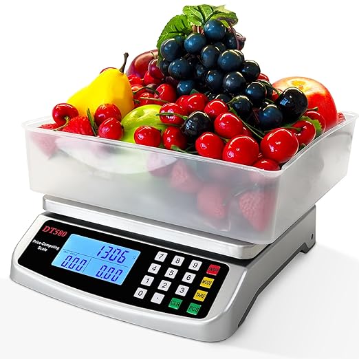 110lb/50kg Food Scale, Large Digital Kitchen Scale with Tray, 304 Stainless Steel, Commercial Price Computing Scale, Counting Scale for Baking, Cooking, Meat, Industry, Counting, Adapter Included