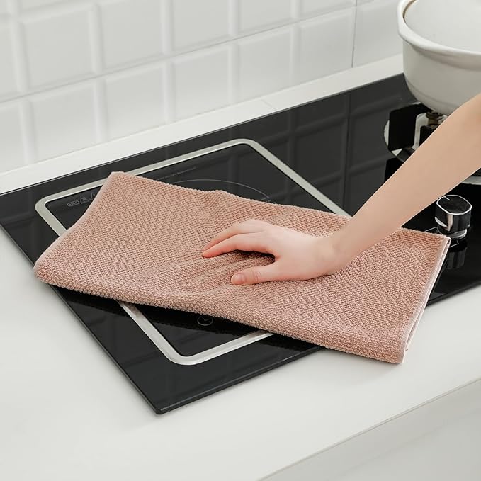 12 Pack Kitchen Towels and Dishcloths Set, 100% Cotton Soft and Absorbent Kitchen Towels 16 x 25 inche & 13 x 13inche Dishcloths