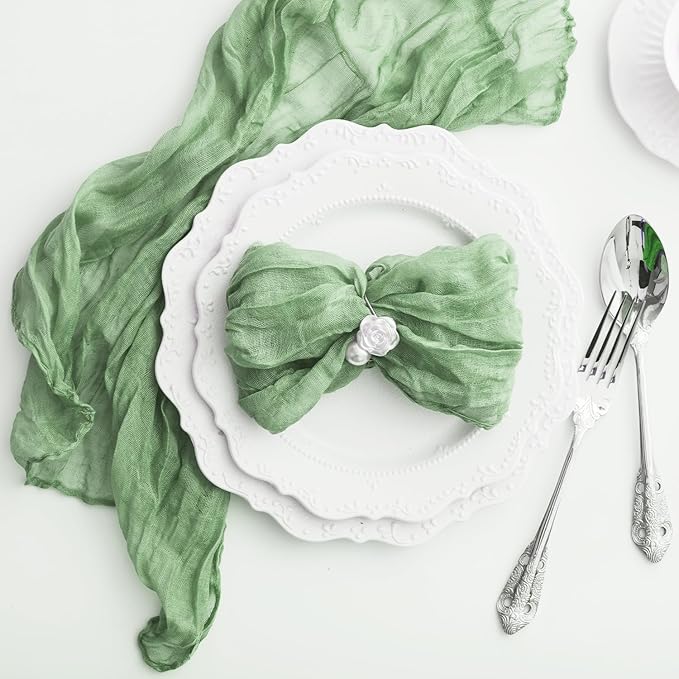 60 Pack Sage Green Cheesecloth Napkins Washable 21x21 Inches Sage Green Cloth Napkins Set of 60 Dinner Table Napkins for Wedding Bridal Baby Shower Rustic Boho Cotton Gauze Summer Party Table Decor