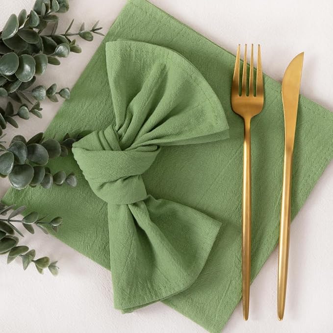 Socomi Cloth Napkins Sage Green Easter Spring Washable Reusable Bulk Linen Cotton Napkins Set of 4 17"x17" for Wedding Party Bridal Baby Shower Birthday Dining Table Decorations
