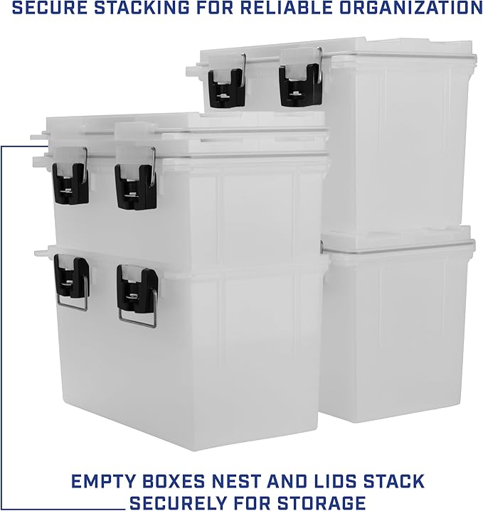 Sheffield 12763 XL Transparent Storage Bins With Lids, 2-Pack Stackable Storage Bins, Made in USA, Lockable and Water-Resistant Containers with Lids, Plastic Containers for Home, Classroom, and Dorm