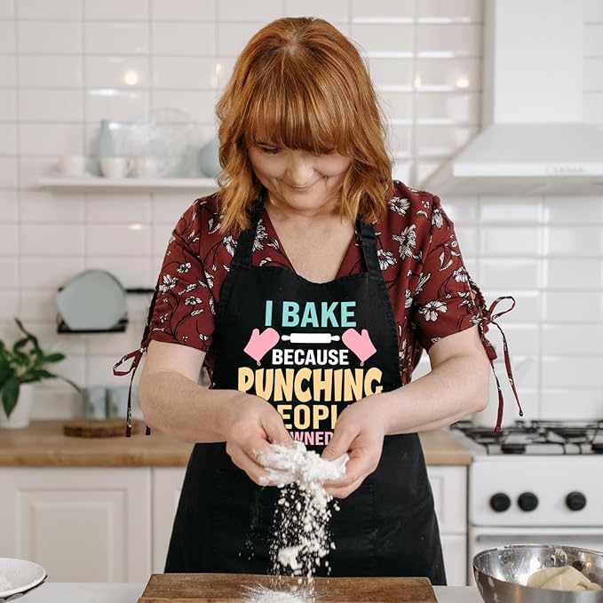 Funny Cooking Aprons for Women with Pockets, Kitchen Chef Aprons for Bakers, Birthday Gifts for Mom Wife Friends