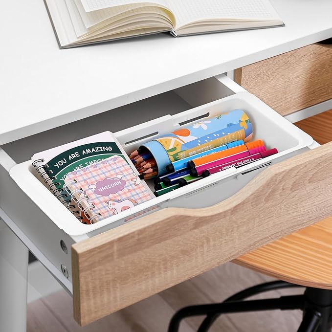 3 PCS Deep Drawer Organizer Bin Adjustable Sliding Drawer Organizers Expandable Kitchen Organizer Trays for Home Office Makeup Storage Tools