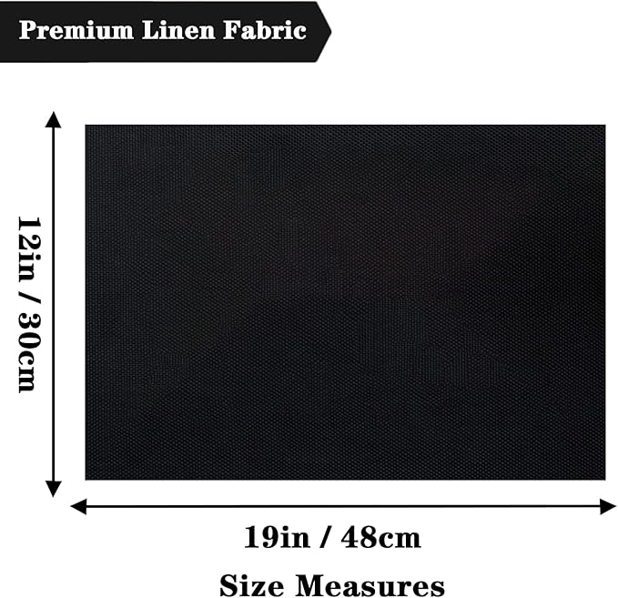 Black Placemats Set of 2 - Heat Resistant Non-Slip Place mats for Dining Table, Washable Durable PVC Vinyl Woven Table Mats (Black, 2)