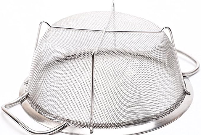 AJIODA Stainless Steel Mesh Colander Strainer Basket, 3 Quart Fine Mesh Net Colander with Heavy Duty Handles & Wide Rim & Resting Feet for Strain, Drain, Rinse, Fry, Steam or Cook Vegetables & Pasta