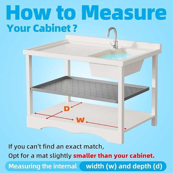 Winisok Silicone Under Sink Mat 25" x 19", kitchen Essentials and Gadgets, Shelf liner and Cabinet Protector, Home Organizers and Storage, Waterproof Bathroom Tray