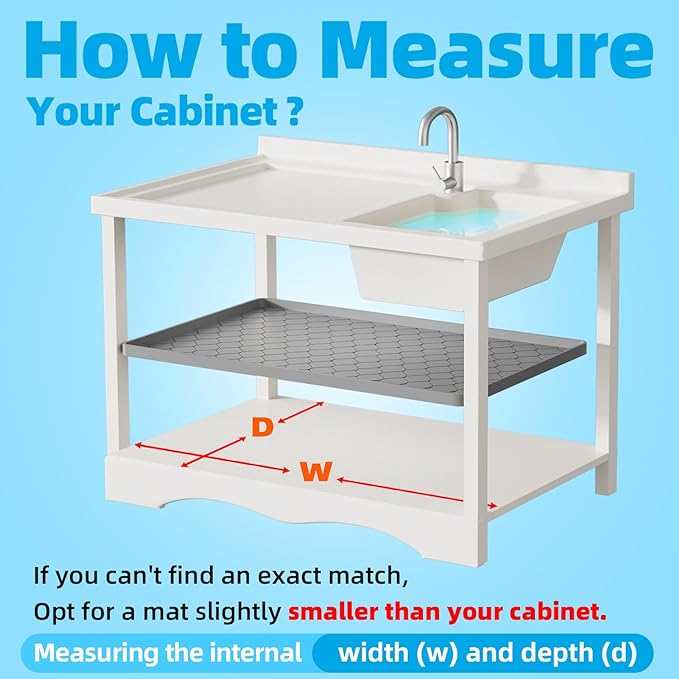 Winisok Silicone Under Sink Mat 25" x 22", kitchen Essentials and Gadgets, Shelf liner and Cabinet Protector, Home Organizers and Storage, Waterproof Bathroom Tray