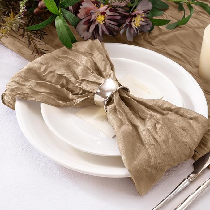 50 Pack Nude Cheesecloth Napkins Cloth Washable Spring Summer Cloth Napkins Set of 50 Bulk 21x21 Inches for Wedding Baby Bridal Shower Birthday Dinner Party Table Decor