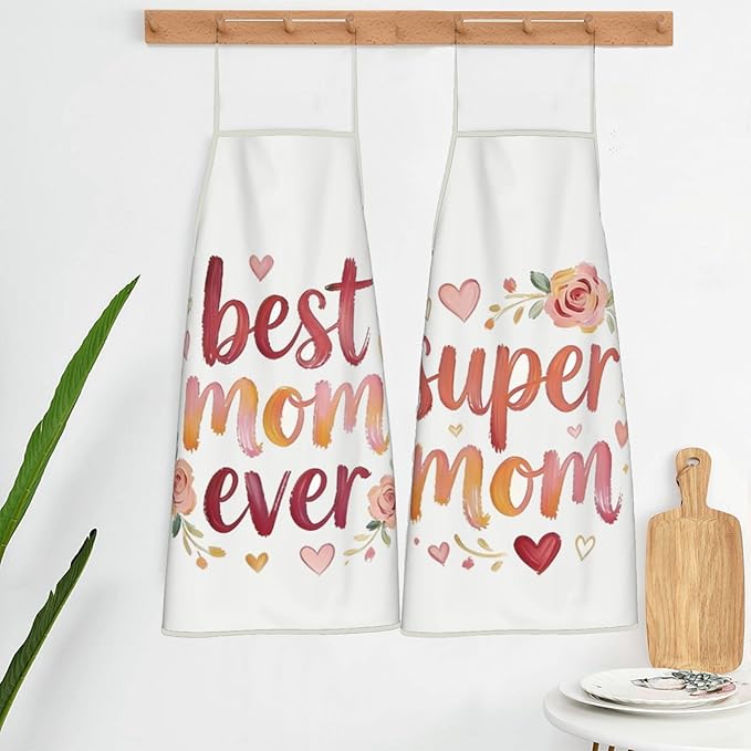 Mothers Day Gifts Womens Aprons for Cooking,Gifts for Mom Anniversary Valentine's Day,Birthday Gifts for Women,Funny Kitchen Matching Apron White