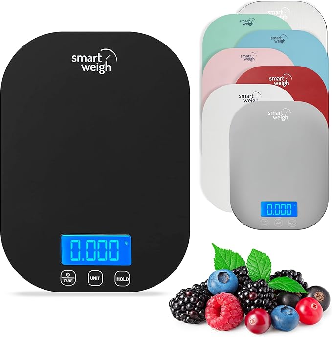 Smart Weigh Black Digital Kitchen Scale for Cooking, Weight Loss, Calorie Tracking, Baking, Food Portion Control, and Meal Prep - Accurate Measurements in Grams and Ounces