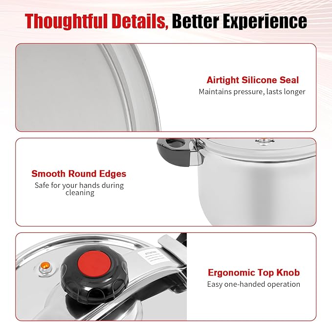 11.62 Qt Pressure Cooker, Stainless Steel Large Capacity Pressure Canner with Double Valves, Clamp On Type Commercial Pressure Stewing Pot for Hotels, Restaurants, Family (11.62 Qt)